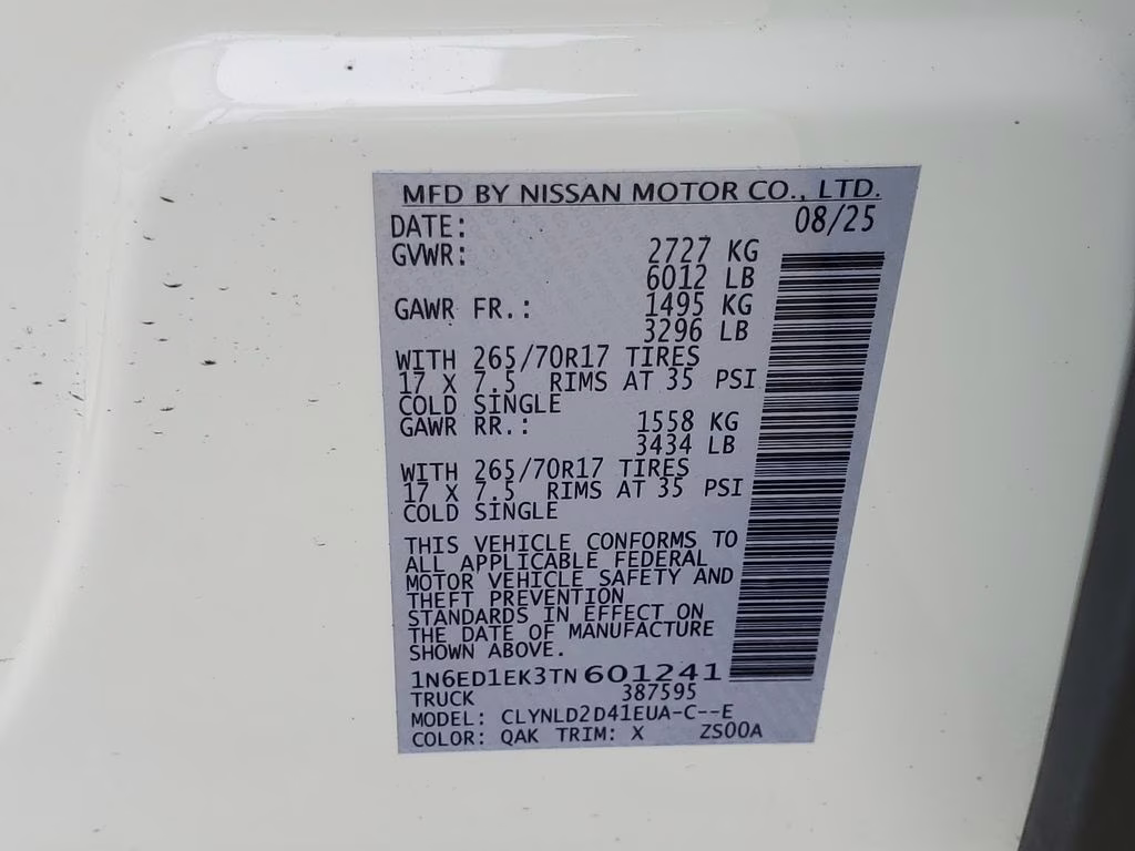 2026 Glacier White Nissan Frontier PRO-4X 4X4 Truck