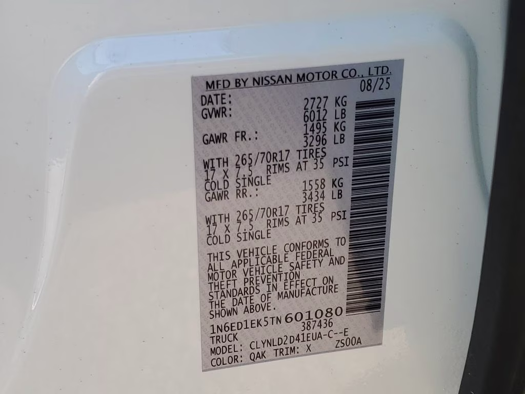 2026 Glacier White Nissan Frontier PRO-4X 4X4 Truck