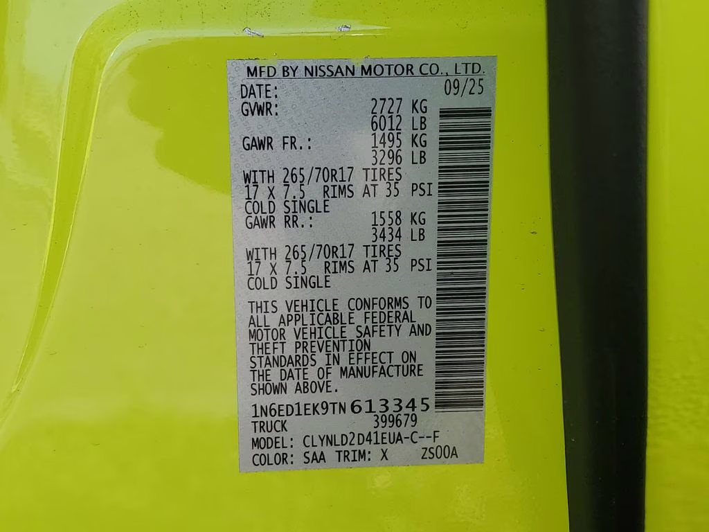 2026 Citrus Strike Nissan Frontier PRO-4X 4X4 Truck