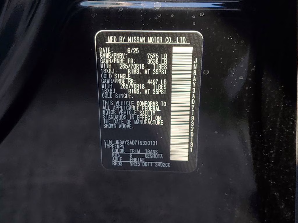 2026 Super Black Nissan Armada SV RWD SUV