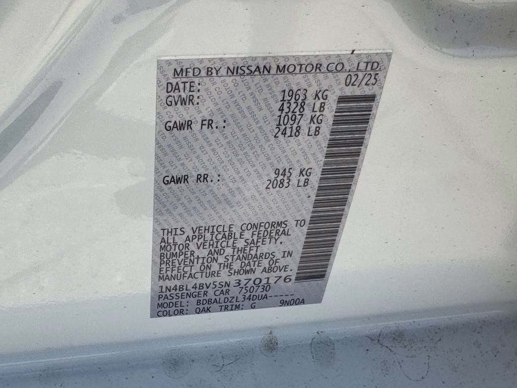 2025 Glacier White Nissan Altima 2.5 S FWD Sedan