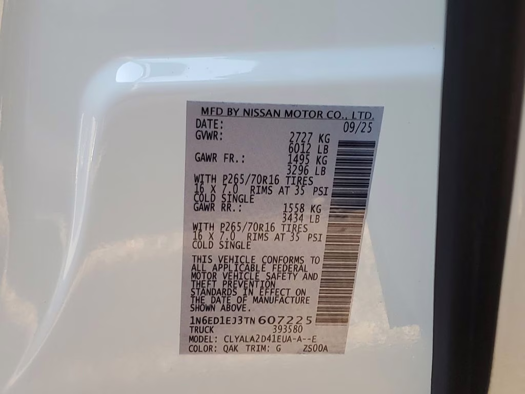 2026 Glacier White Nissan Frontier S RWD Truck