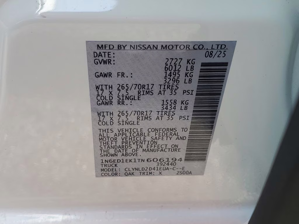 2026 Glacier White Nissan Frontier PRO-4X 4X4 Truck