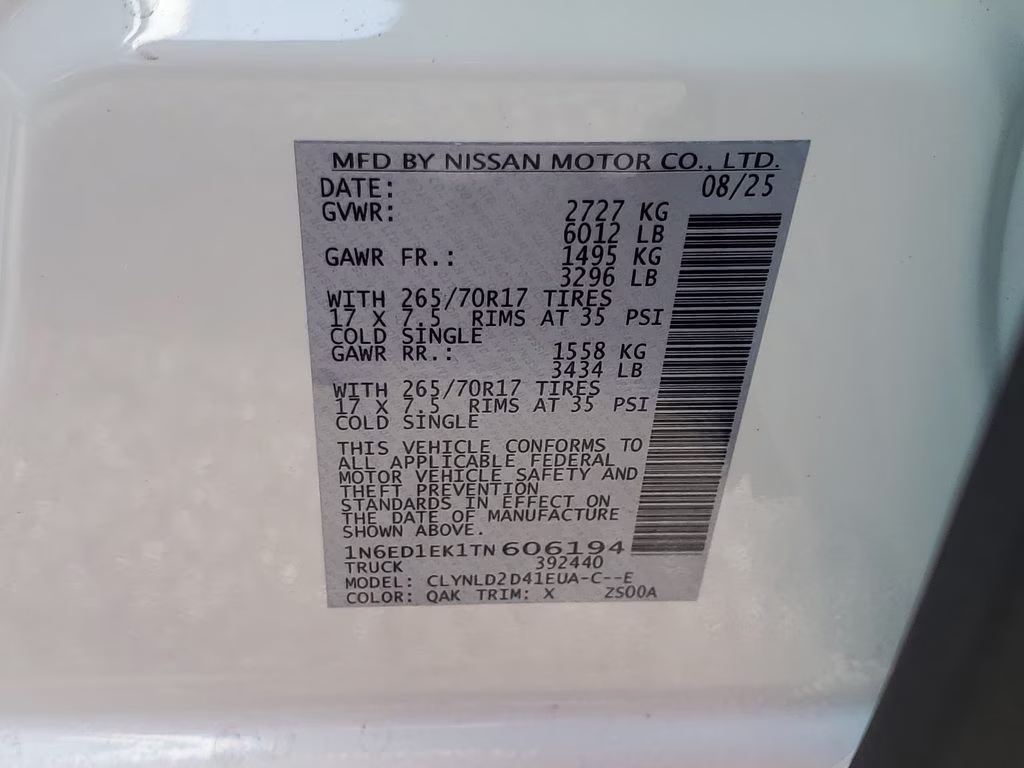 2026 Glacier White Nissan Frontier PRO-4X 4X4 Truck