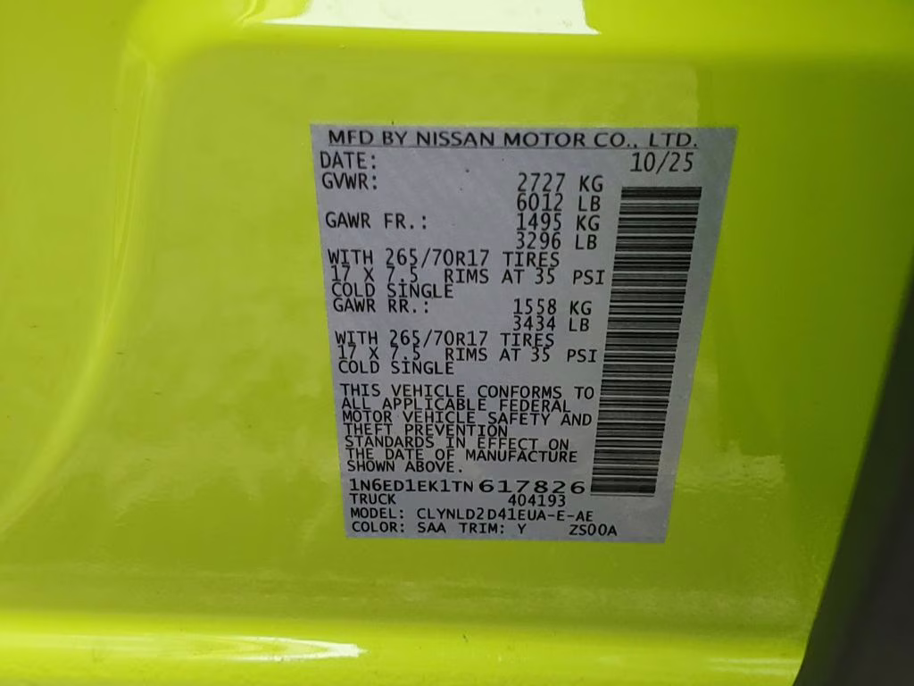 2026 Citrus Strike Nissan Frontier PRO-4X 4X4 Truck