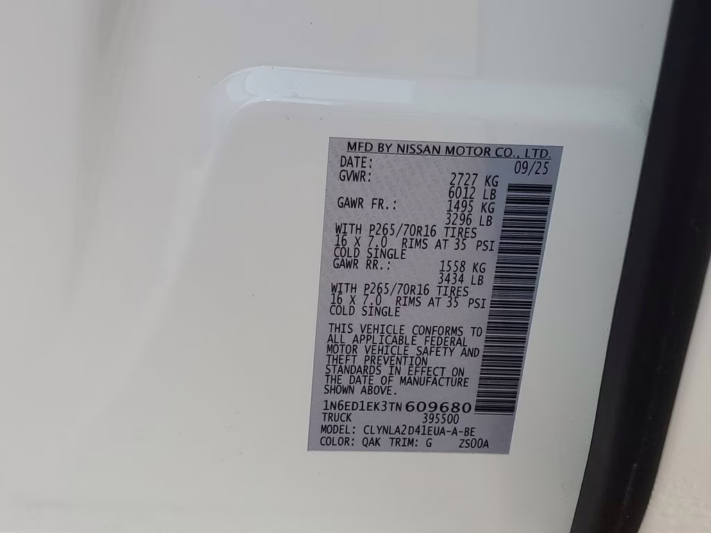 2026 Glacier White Nissan Frontier S 4X4 Truck