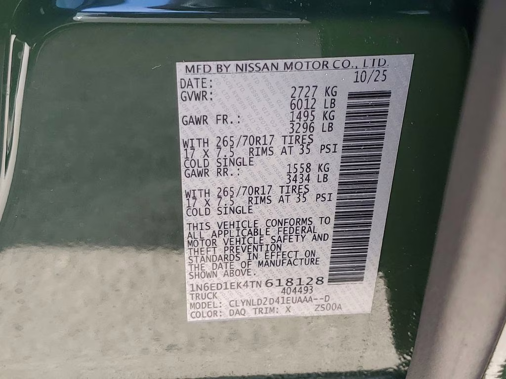 2026 Tactical Green Metallic Nissan Frontier PRO-4X 4X4 Truck