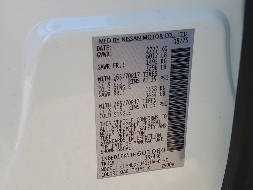 2026 Glacier White Nissan Frontier PRO-4X 4X4 Truck