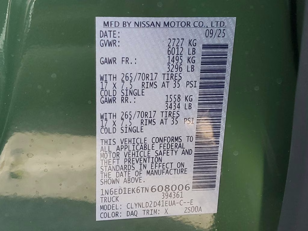 2026 Tactical Green Metallic Nissan Frontier PRO-4X 4X4 Truck