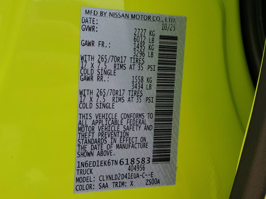 2026 Citrus Strike Nissan Frontier PRO-4X 4X4 Truck