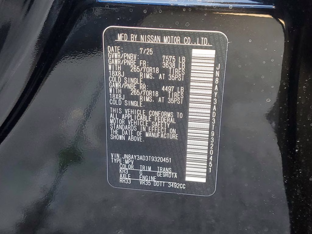 2026 Super Black Nissan Armada SV RWD SUV