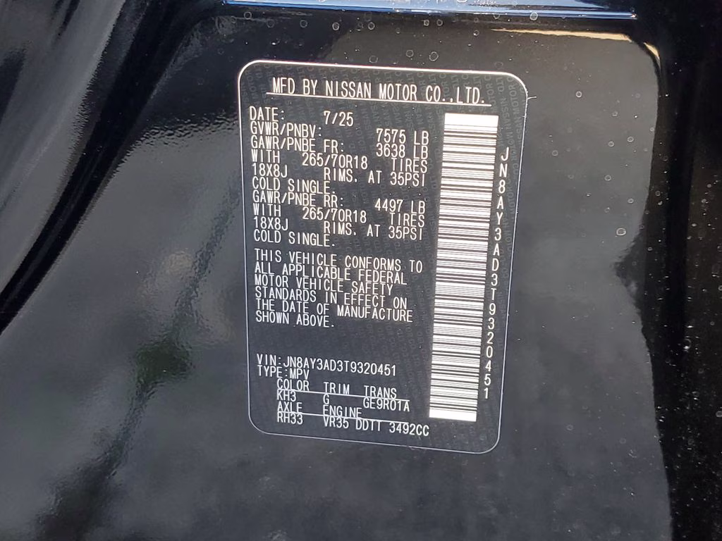 2026 Super Black Nissan Armada SV RWD SUV