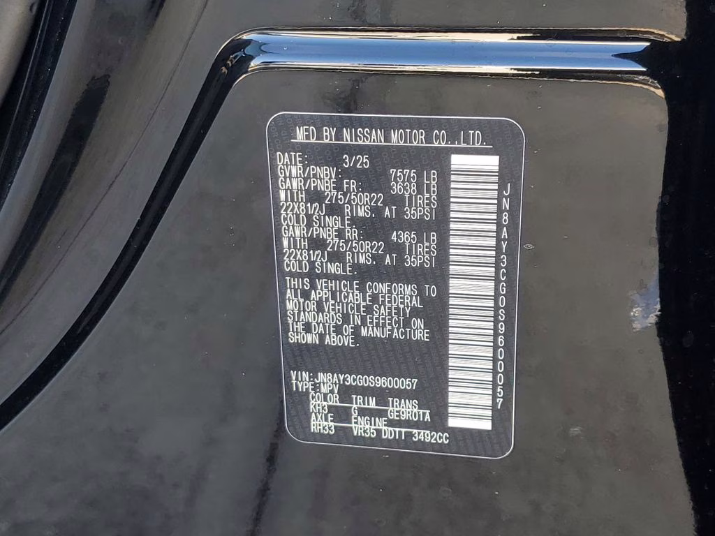 2025 Super Black Nissan Armada Platinum Reserve RWD SUV