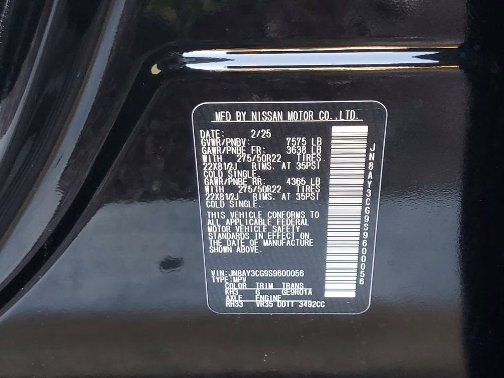 2025 Super Black Nissan Armada Platinum Reserve RWD SUV