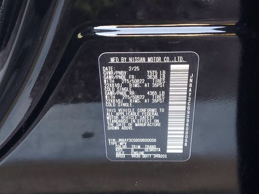 2025 Super Black Nissan Armada Platinum Reserve RWD SUV