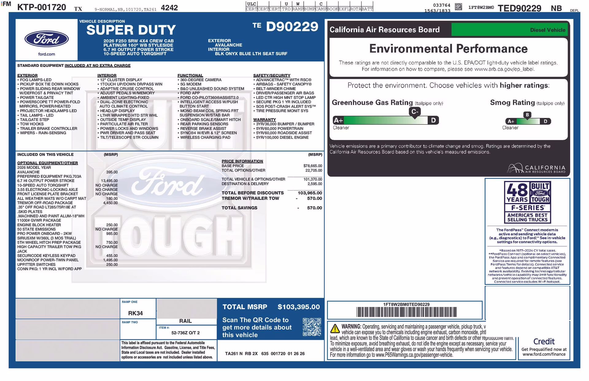 2026 Avalanche Ford Super Duty F-250 SRW Platinum 4X4 Truck