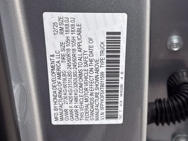 2026 Silver Honda Ridgeline RTL AWD Truck