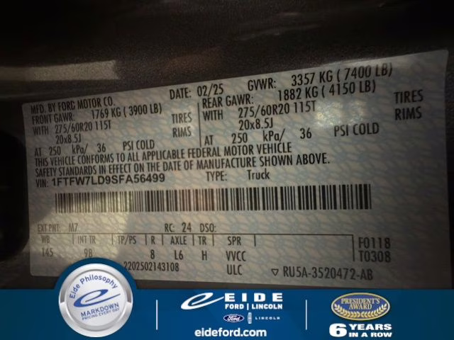 2025 Carbonized Gray Metallic Ford F-150 Platinum 4X4 Truck