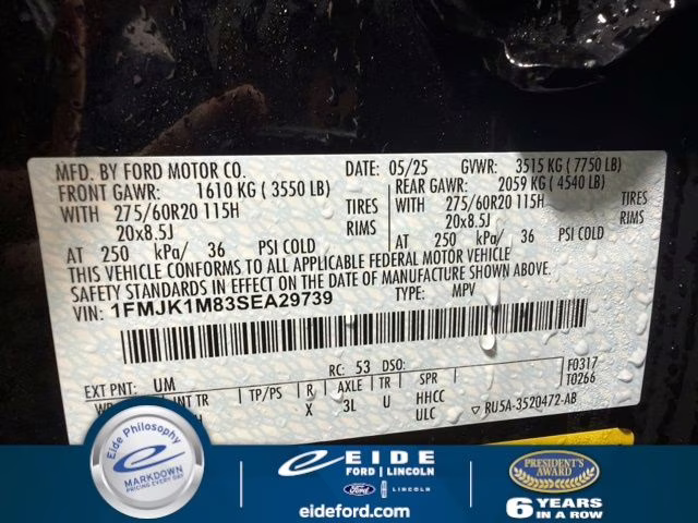 2025 Agate Black Metallic Ford Expedition Max Platinum 4X4 SUV