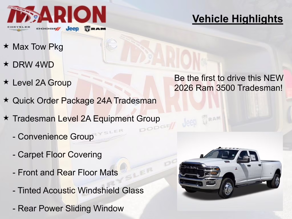 2026 Bright White Clearcoat Ram 3500 Tradesman 4X4 Truck