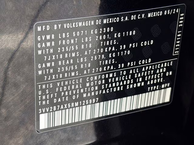 2024 Deep Black Volkswagen Tiguan 2.0T SE AWD SUV