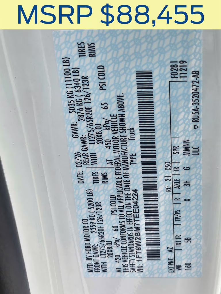 2026 Star White Metallic Tri-Coat Ford Super Duty F-250 SRW Lariat 4X4 Truck