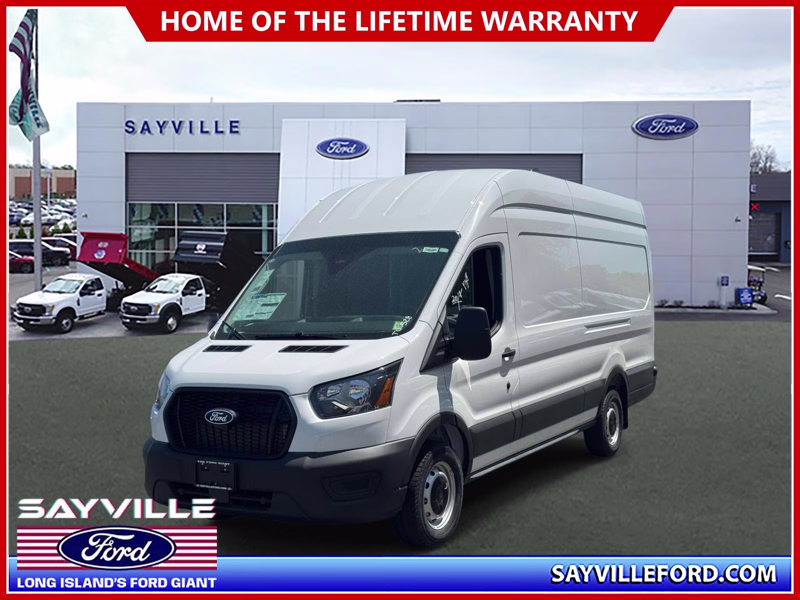 2026 Oxford White Ford Transit Cargo Van T-350 148 EL Hi Rf 9500 GVWR RWD RWD Van