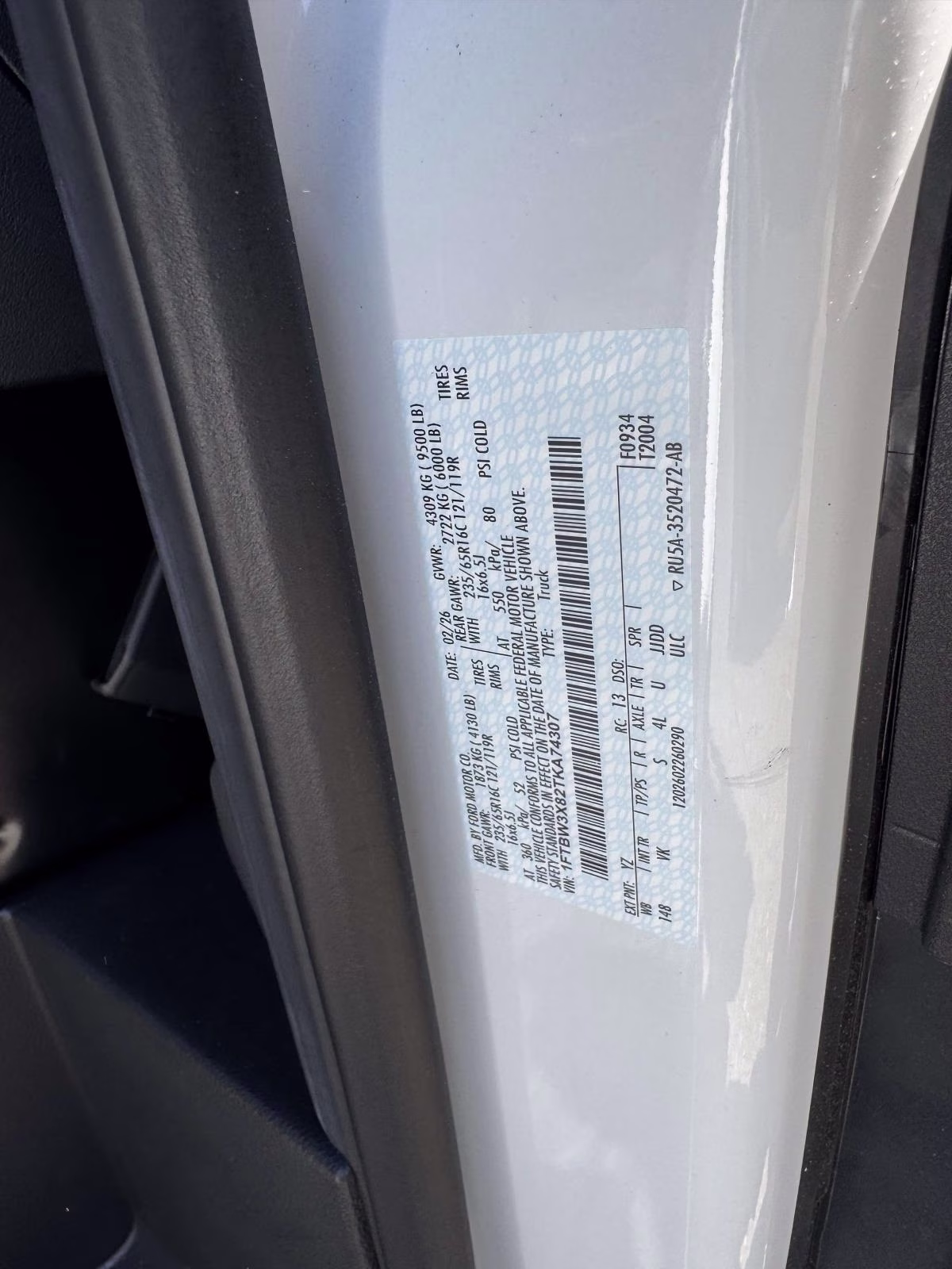 2026 Oxford White Ford Transit Cargo Van T-350 148 EL Hi Rf 9500 GVWR RWD RWD Van