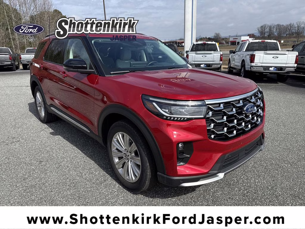 2025 Rapid Red Metallic Tinted Clearcoat Ford Explorer Platinum 4X4 SUV
