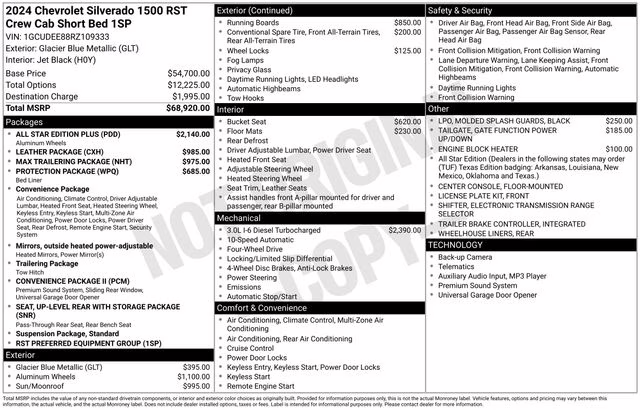 2024 Glacier Blue Metallic Chevrolet Silverado 1500 RST 4X4 Truck
