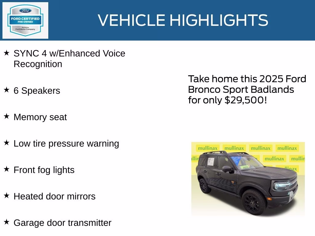2025 Shadow Black Ford Bronco Sport Badlands 4X4 SUV