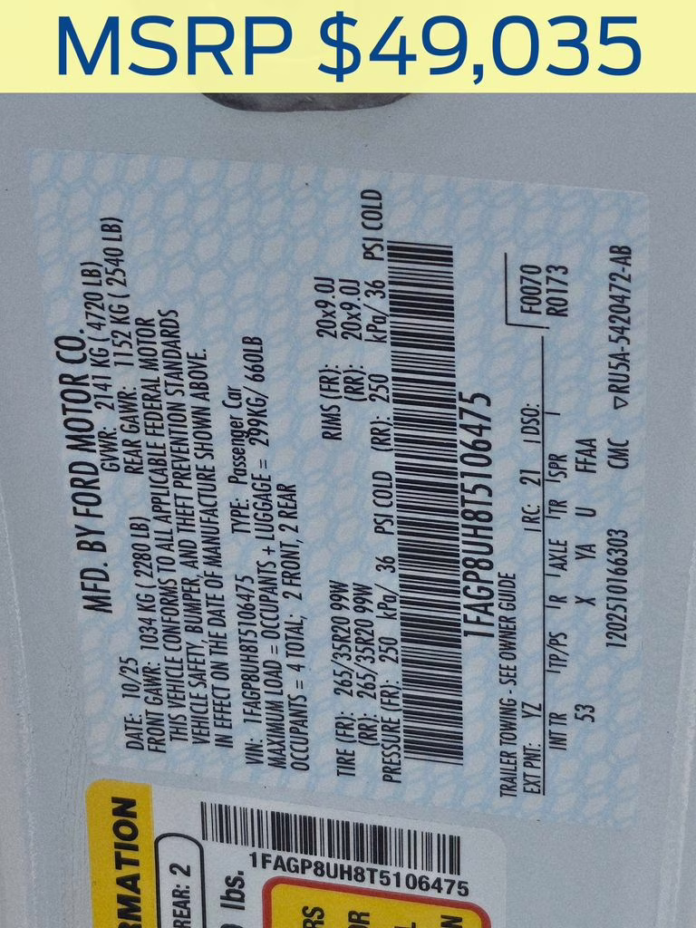 2026 Oxford White Ford Mustang EcoBoost Premium RWD Convertible