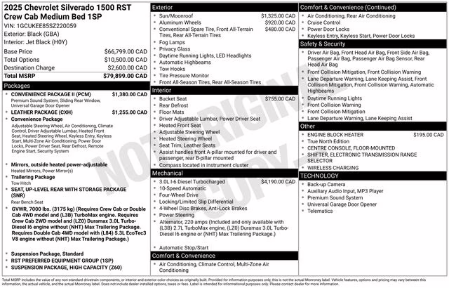 2025 Black Chevrolet Silverado 1500 RST 4X4 Truck