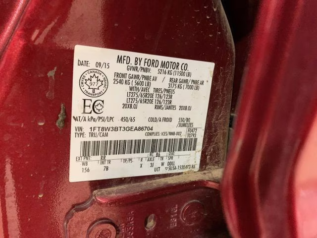 2016 Red Ford Super Duty F-350 SRW Lariat 4X4 Truck