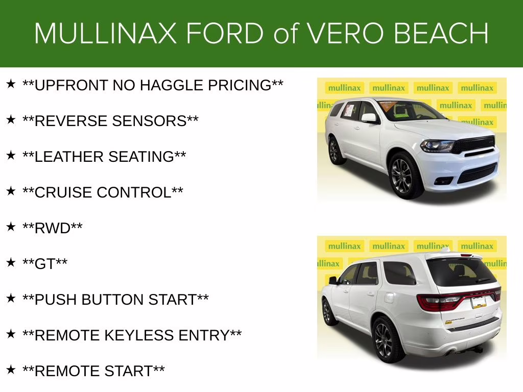 2019 White Knuckle Clearcoat Dodge Durango GT Plus RWD SUV