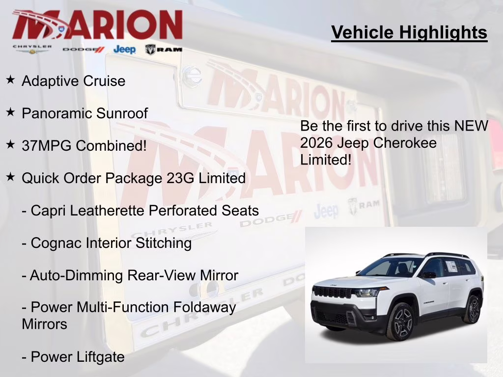 2026 Bright White Clearcoat Jeep Cherokee Limited 4X4 SUV