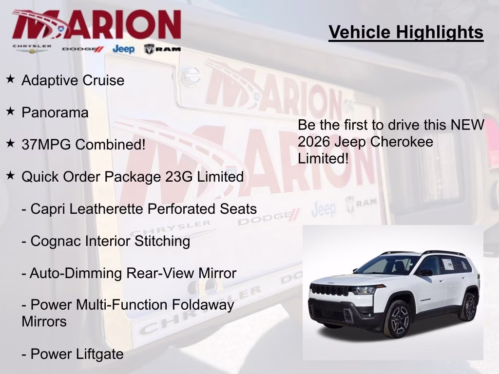 2026 Bright White Clearcoat Jeep Cherokee Limited 4X4 SUV