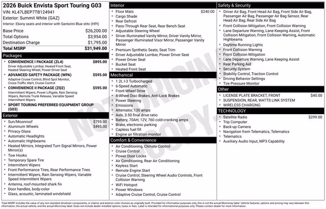 2026 Summit White Buick Envista Sport Touring FWD SUV