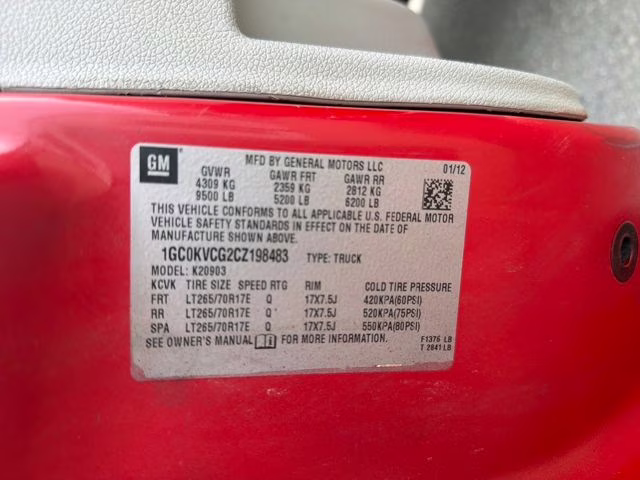 2012 Victory Red Chevrolet Silverado 2500HD Work Truck 4X4 Truck