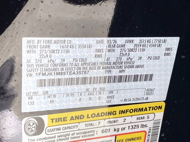 2026 Agate Black Metallic Ford Expedition Max Platinum 4X4 SUV