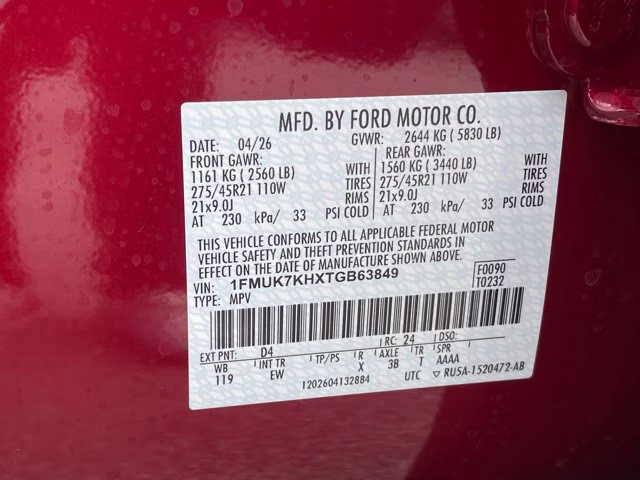 2026 Rapid Red Metallic Tinted Clearcoat Ford Explorer ST-Line RWD SUV