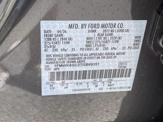 2026 Carbonized Gray Metallic Ford Explorer ST 4X4 SUV