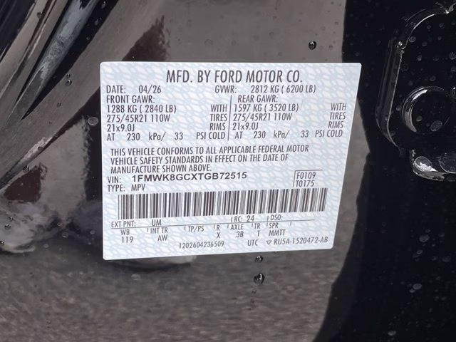 2026 Agate Black Metallic Ford Explorer ST 4X4 SUV