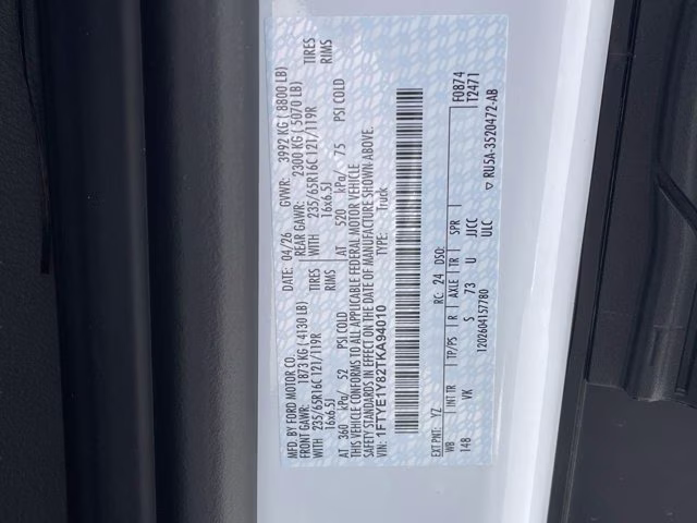 2026 Oxford White Ford Transit Cargo Van Base RWD Van