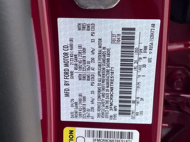 2026 Ruby Red Metallic Tinted Clearcoat Ford Bronco Sport Outer Banks 4X4 SUV