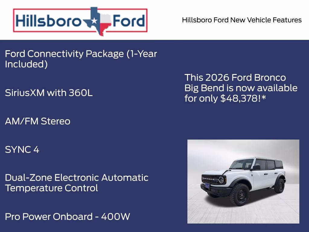 2026 Oxford White Ford Bronco Big Bend 4X4 SUV