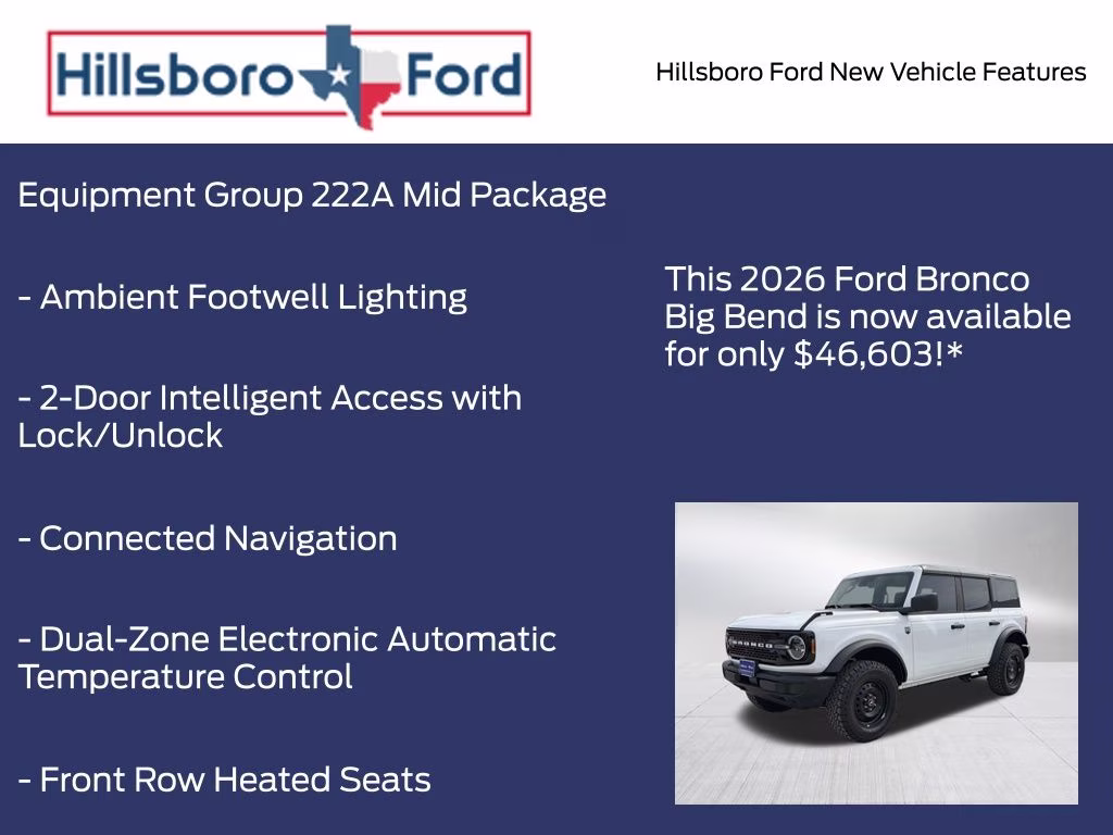 2026 Oxford White Ford Bronco Big Bend 4X4 SUV