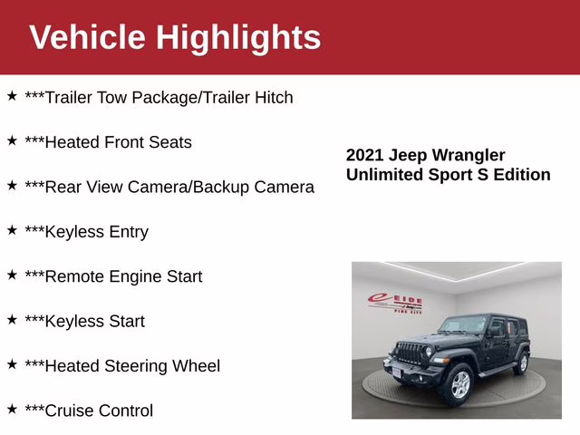 2021 Black Clearcoat Jeep Wrangler Unlimited Sport S 4X4 SUV