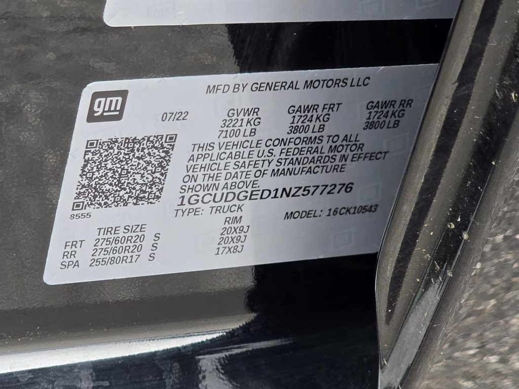 2022 Black Chevrolet Silverado 1500 LTZ 4X4 Truck