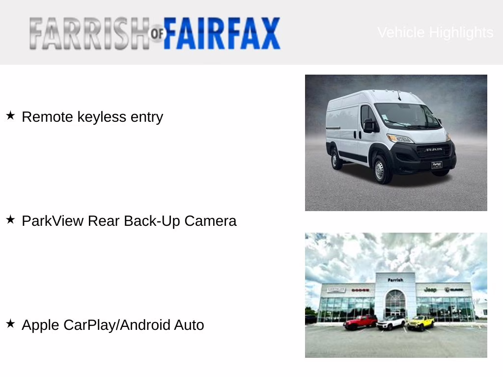 2026 Bright White Clearcoat Ram ProMaster 1500 Base FWD Van